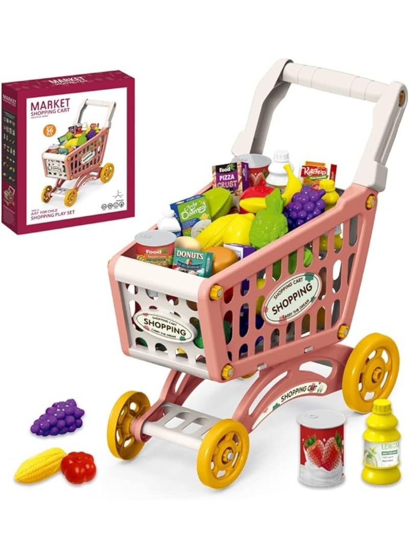 Home Pretend Supermarket Trolley Accessory Kit with Wheels Role Play Set for Kids - Image 1